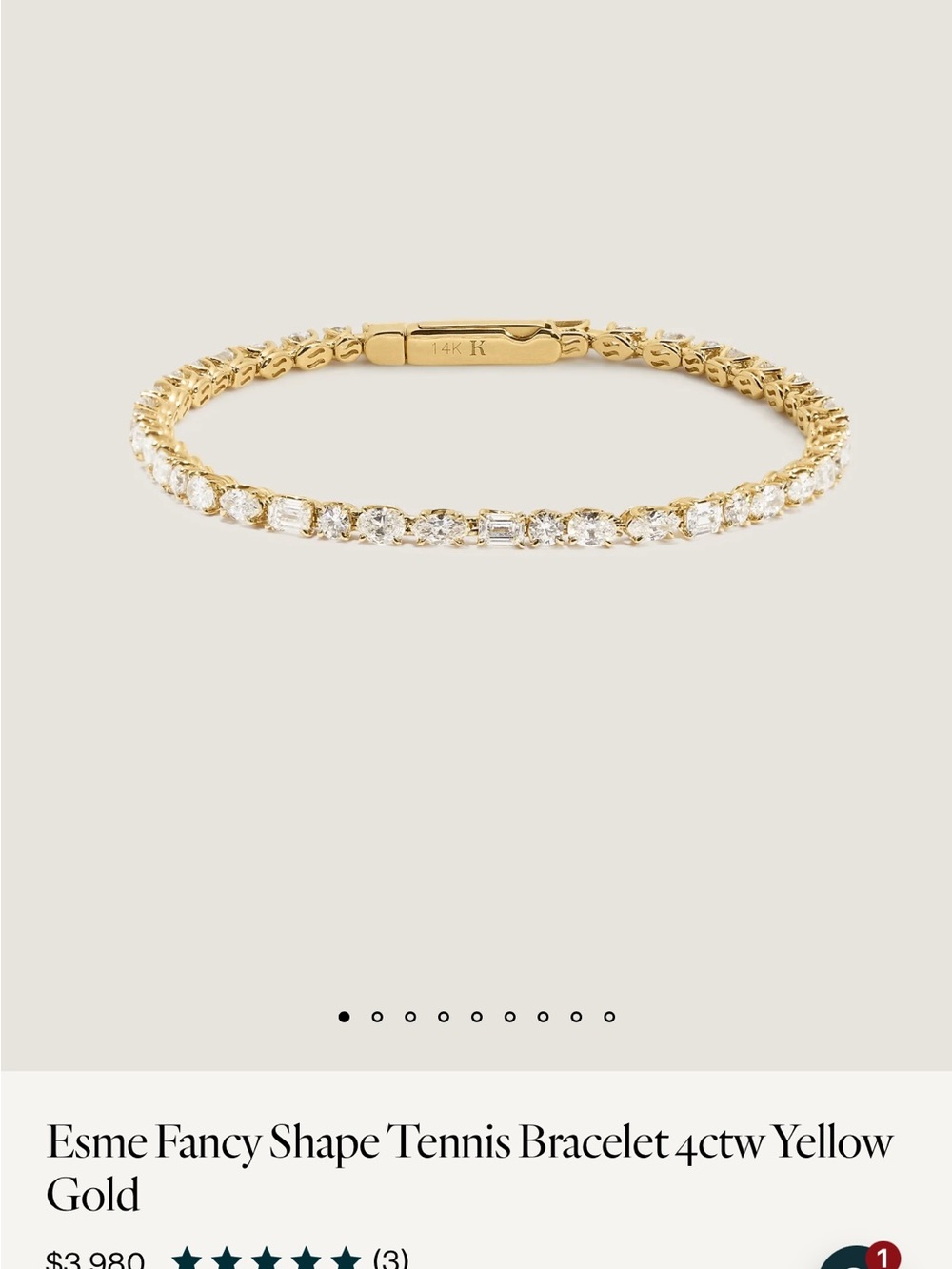 Kinn Esme Fancy Shape Tennis Bracelet 3.60tcw 6” - Picture 5 of 6